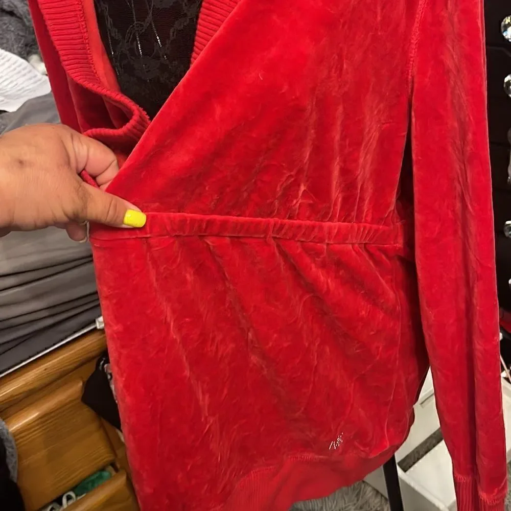 Vintage y2k cherry red MK michael kors babydoll sweater/sweatshirt hoodie v neck